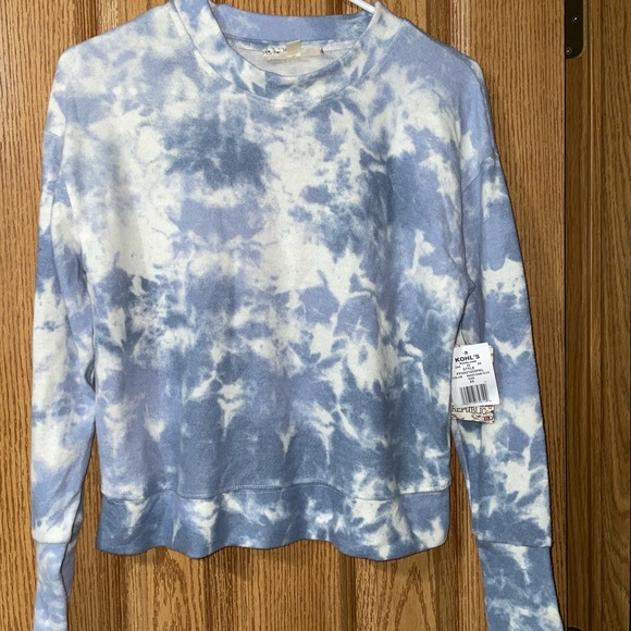 XS Pink Republic Blue and White Tie Dye Crewneck NWT